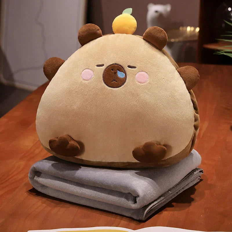 Adorable Triangle Capybara Plush Pillows Complete with Cozy Blanket