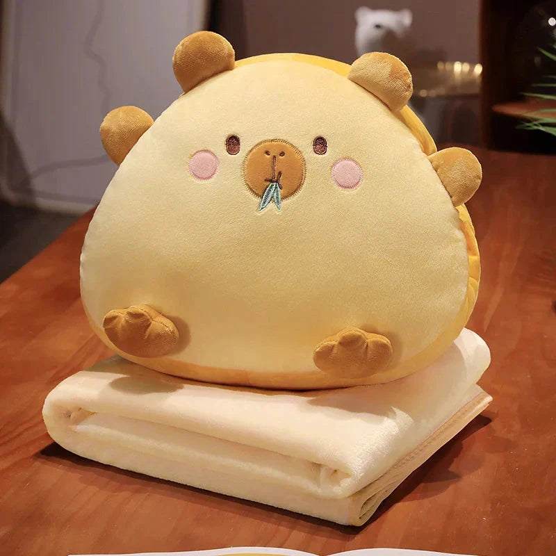 Adorable Triangle Capybara Plush Pillows Complete with Cozy Blanket