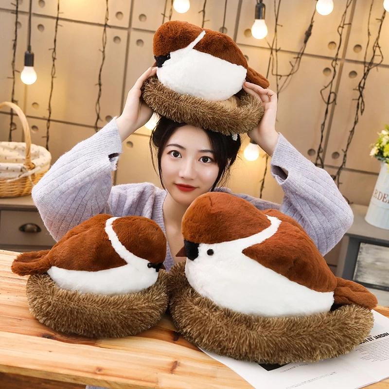 Adorable Realistic Sparrow Family Plush Toys
