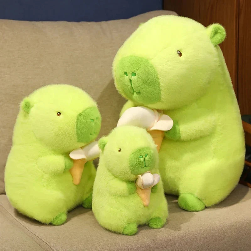Vibrant Lime Green Capybara Banana Plush Toy