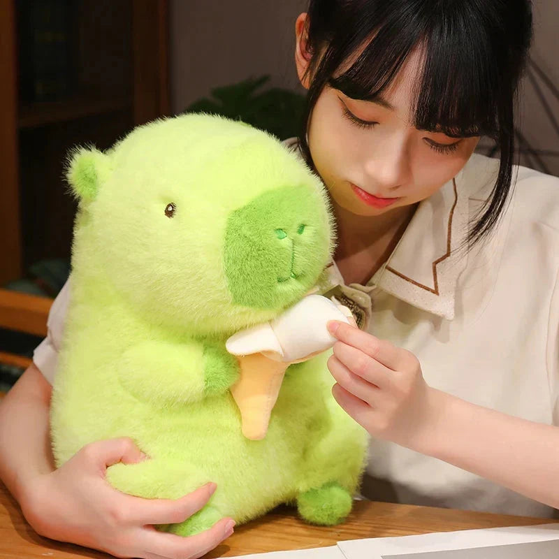Vibrant Lime Green Capybara Banana Plush Toy