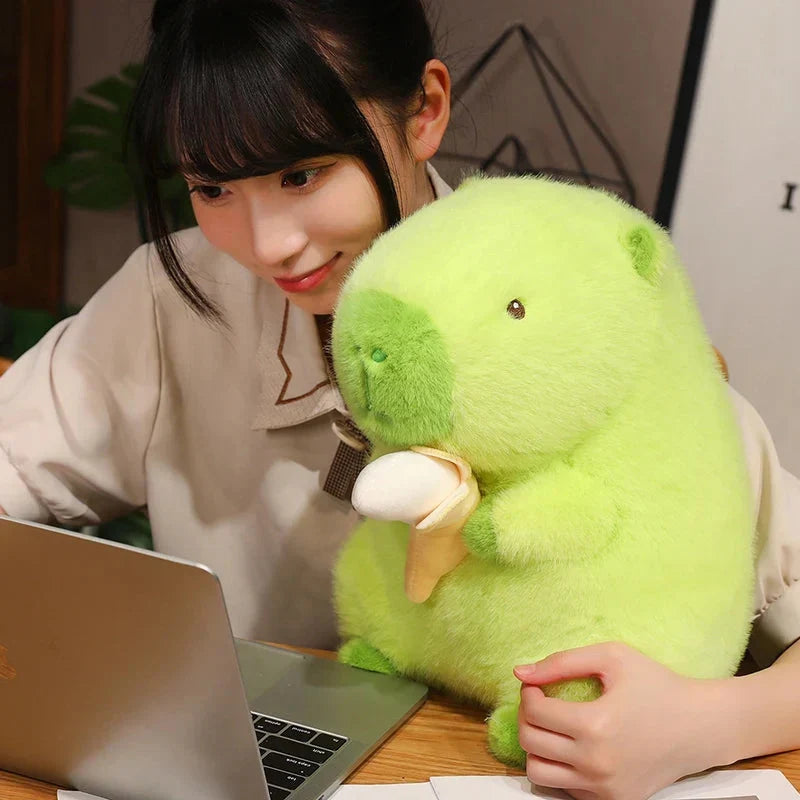 Vibrant Lime Green Capybara Banana Plush Toy
