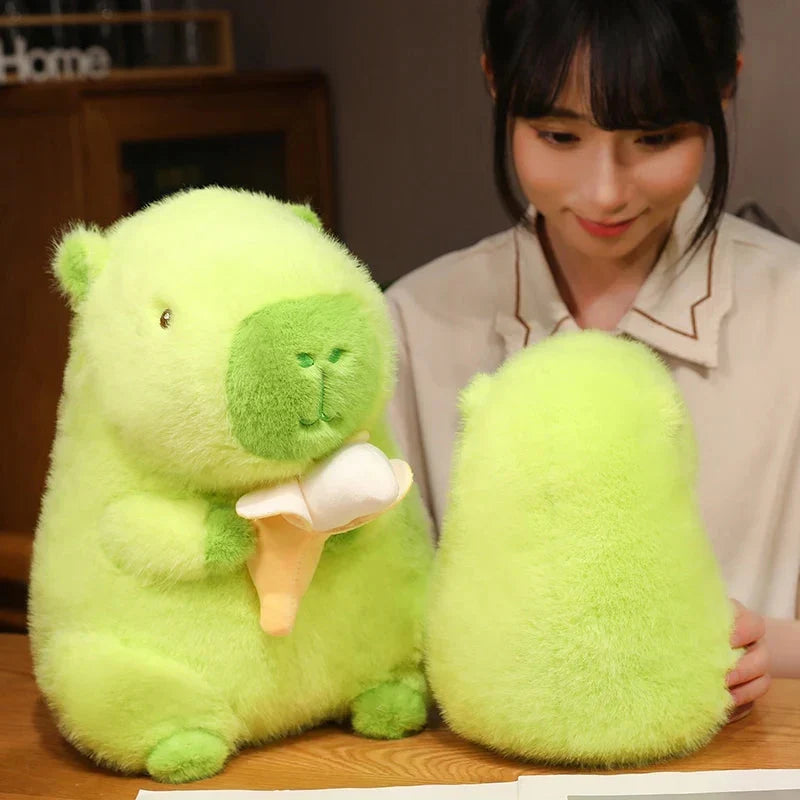 Vibrant Lime Green Capybara Banana Plush Toy