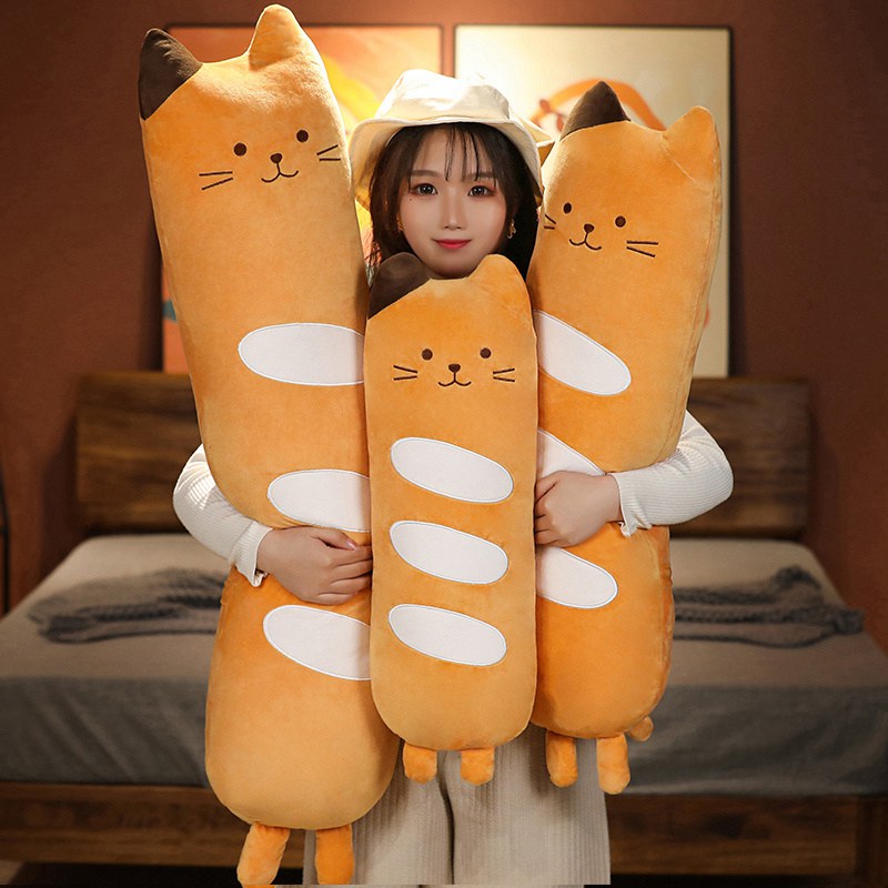 Adorable Long Baguette Cat Bread Plush Toy