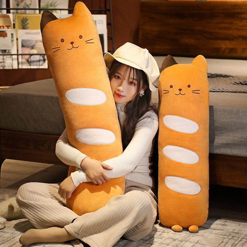 Adorable Long Baguette Cat Bread Plush Toy