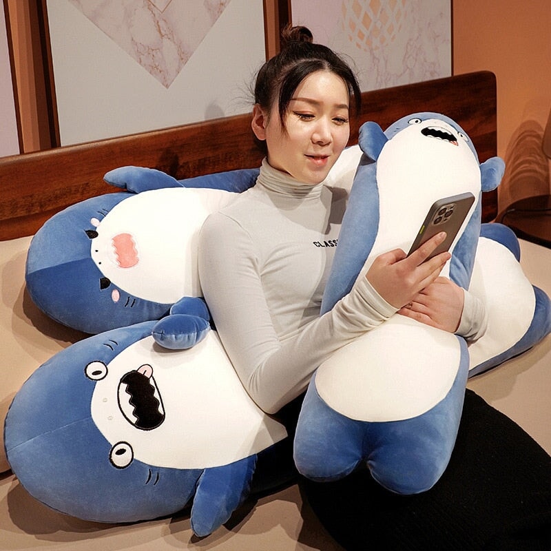 Delightfully Adorable Long Cuddly Shark Plushie - Angry & Shocked | Brand New!
