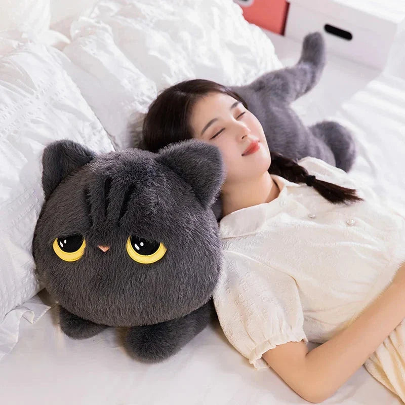 Extra-Large Fluffy Black and Gray Cat Plush Toys