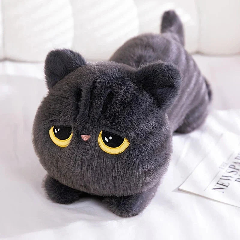 Extra-Large Fluffy Black and Gray Cat Plush Toys