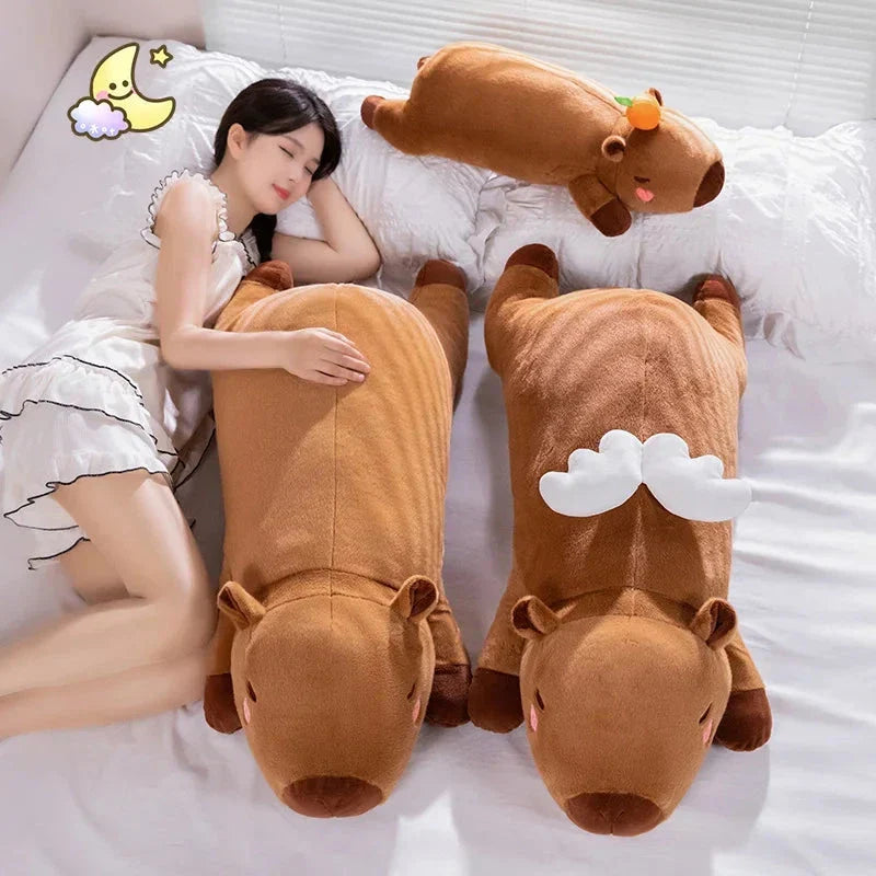 Adorable Long Orange Kawaii Capybara Plushies with Wings