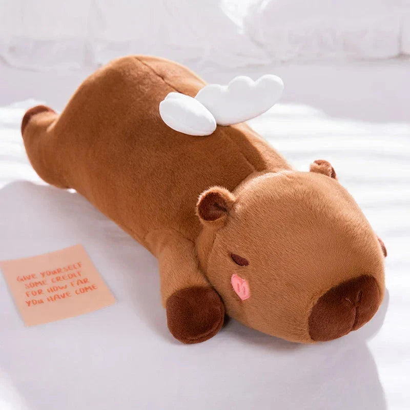 Adorable Long Orange Kawaii Capybara Plushies with Wings
