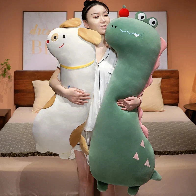 Adorable Long Pancake Dino Dog Crocodile Giraffe Plush Pillow for Ultimate Comfort