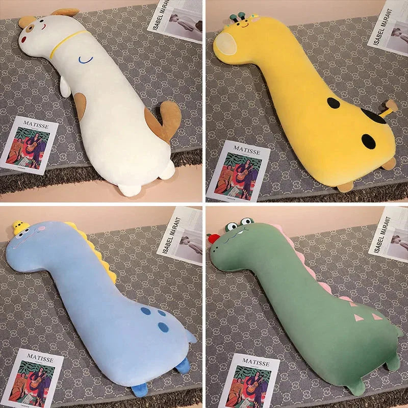 Delightful Long Pancake Dino Dog Crocodile Giraffe Plush Pillow