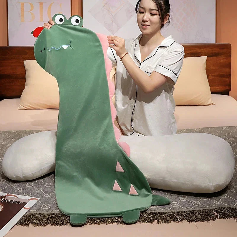 Delightful Long Pancake Dino Dog Crocodile Giraffe Plush Pillow
