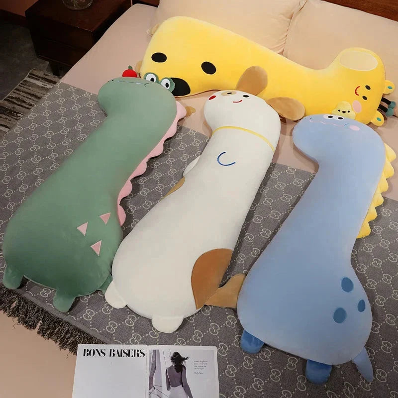 Delightful Long Pancake Dino Dog Crocodile Giraffe Plush Pillow