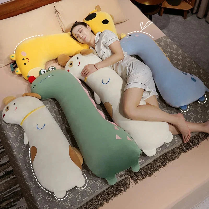 Delightful Long Pancake Dino Dog Crocodile Giraffe Plush Pillow