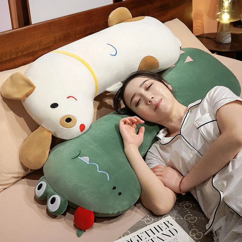 Adorable Long Pancake Dino Dog Crocodile Giraffe Plush Pillow for Ultimate Comfort