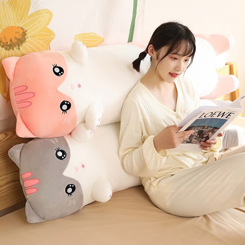 Cozy Long Pink and Gray Cat Plush Toys for Ultimate Cuddling