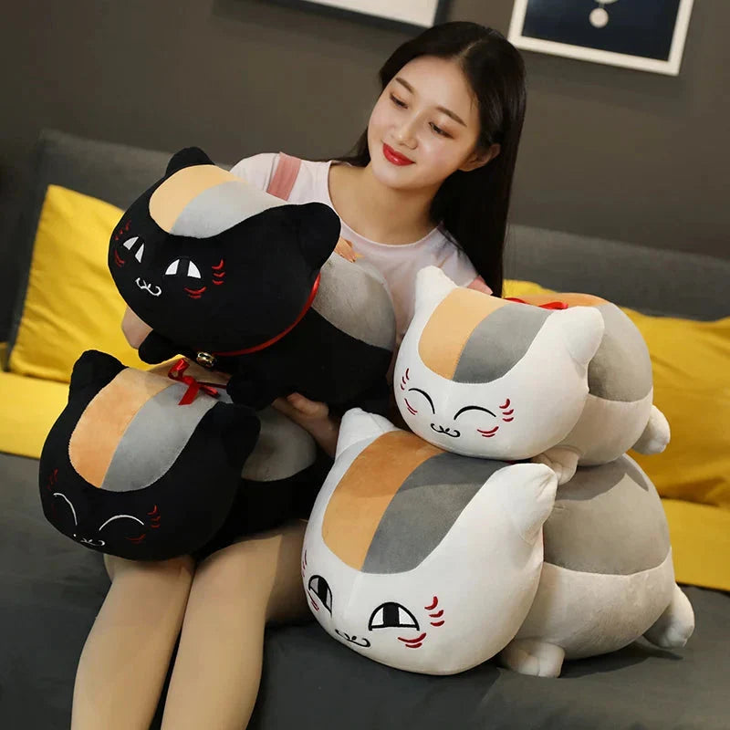 Cute and Cuddly Natsume Yuujinchou Nyanko Cat Plushie - White and Black Edition!