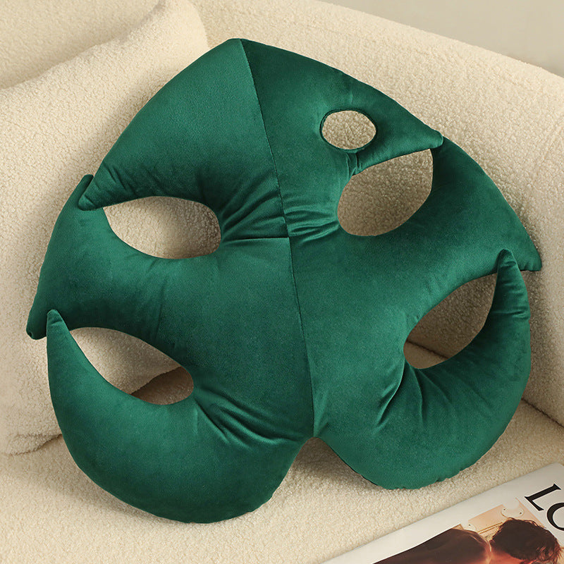 Vibrant Nordic Green Realistic Leaf Plush Pillow