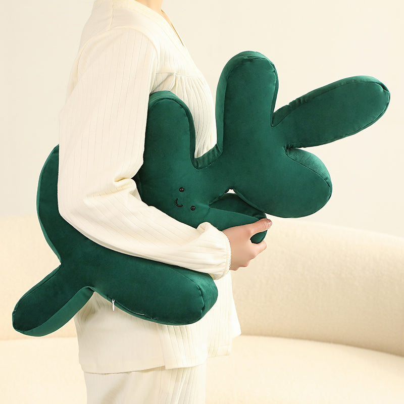 Vibrant Nordic Green Realistic Leaf Plush Pillow
