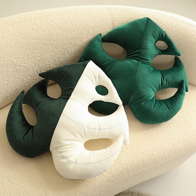 Vibrant Nordic Green Realistic Leaf Plush Pillow