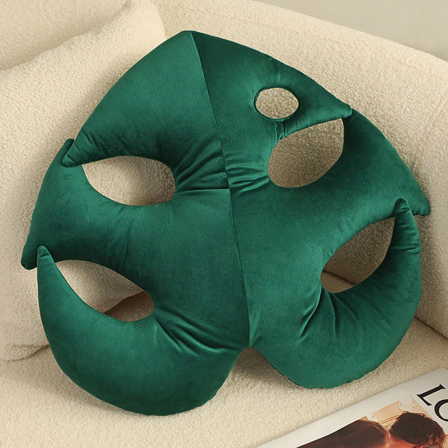 Vibrant Nordic Green Realistic Leaf Plush Pillow