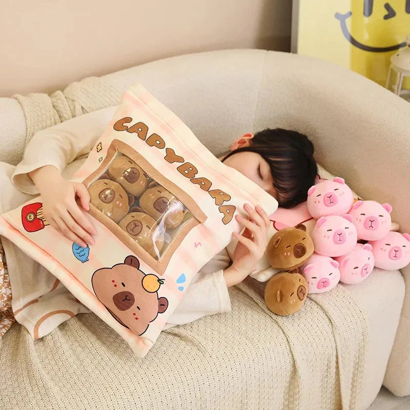 Adorable Pink and Brown Capybara Plush Candy Bag Friends