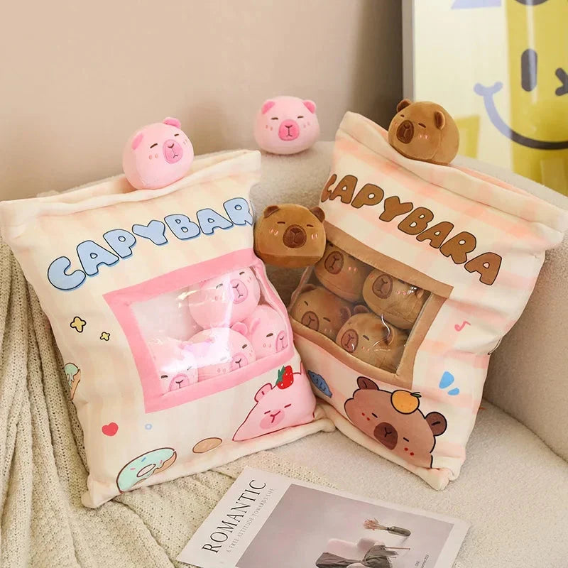 Adorable Pink and Brown Capybara Plush Candy Bag Friends
