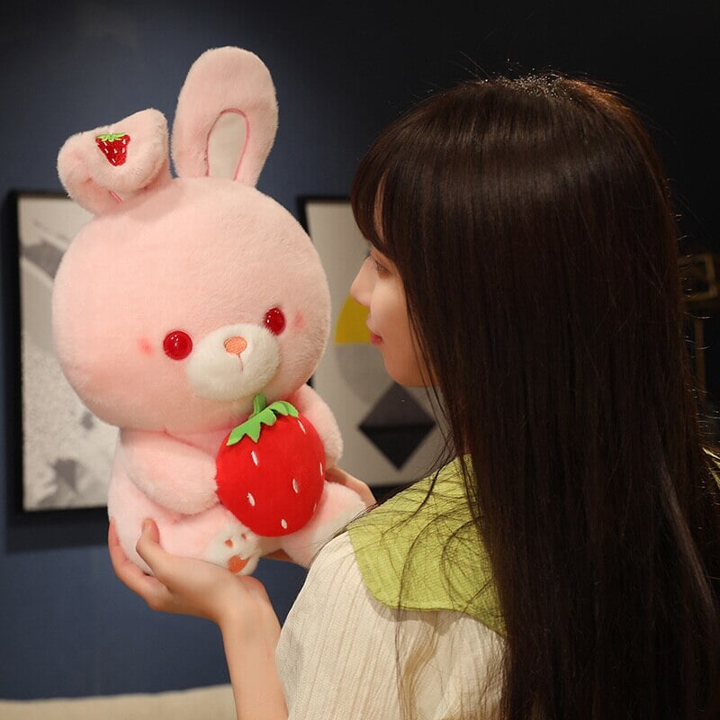 Adorable Pink Strawberry Bunny Plush Toy