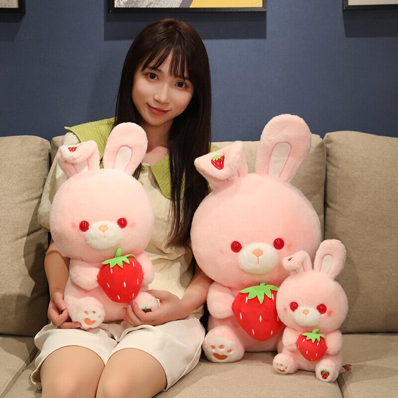 Adorable Pink Strawberry Bunny Plush Toy