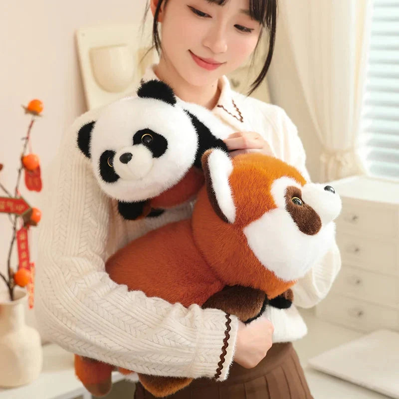 Adorable Reversible Plush: Red Panda & Panda Combo