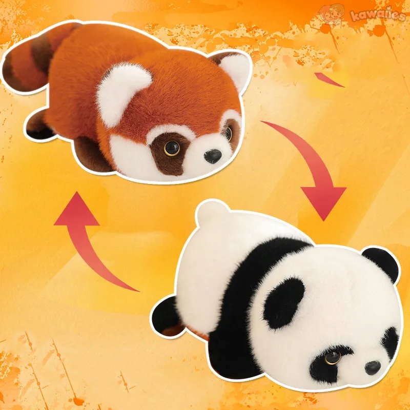 Adorable Reversible Plush: Red Panda & Panda Combo