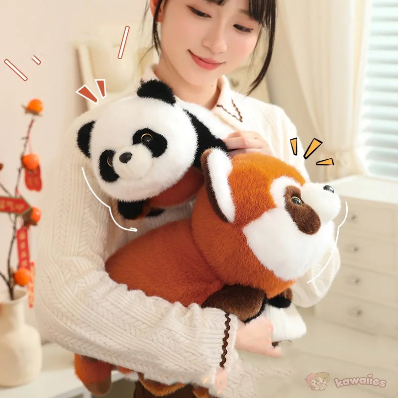 Adorable Reversible Plush: Red Panda & Panda Combo