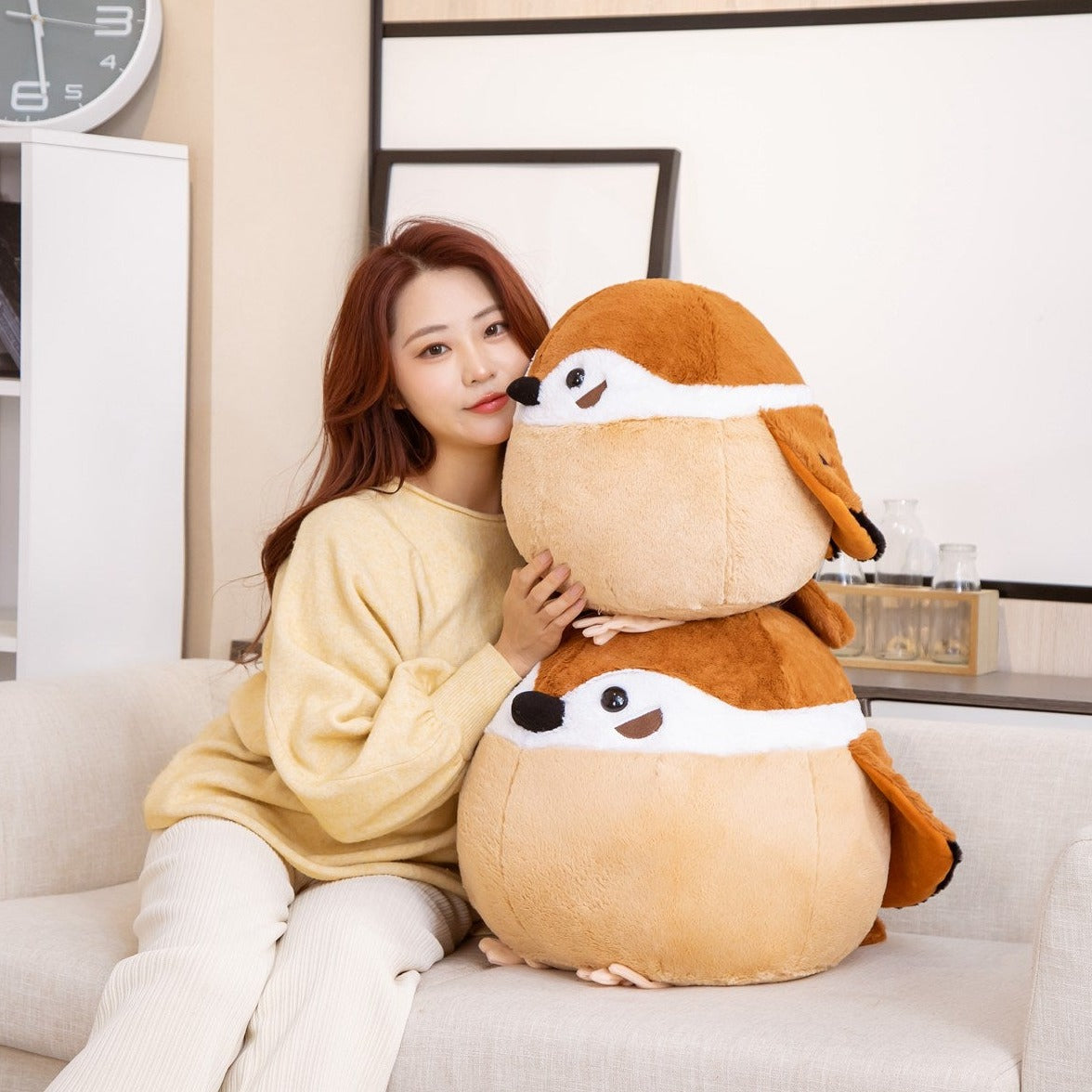 Adorable Round Chonky Sparrow, Raven, and Crow Plush Toys