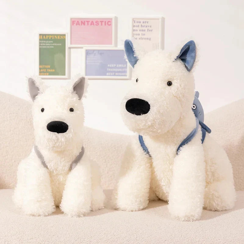 Adorable Schnauzer Plush Toy with Fun Shark Bag