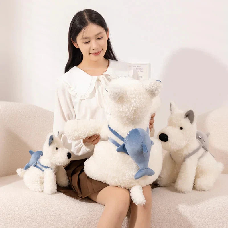 Adorable Schnauzer Plush Toy with Shark Bag Design
