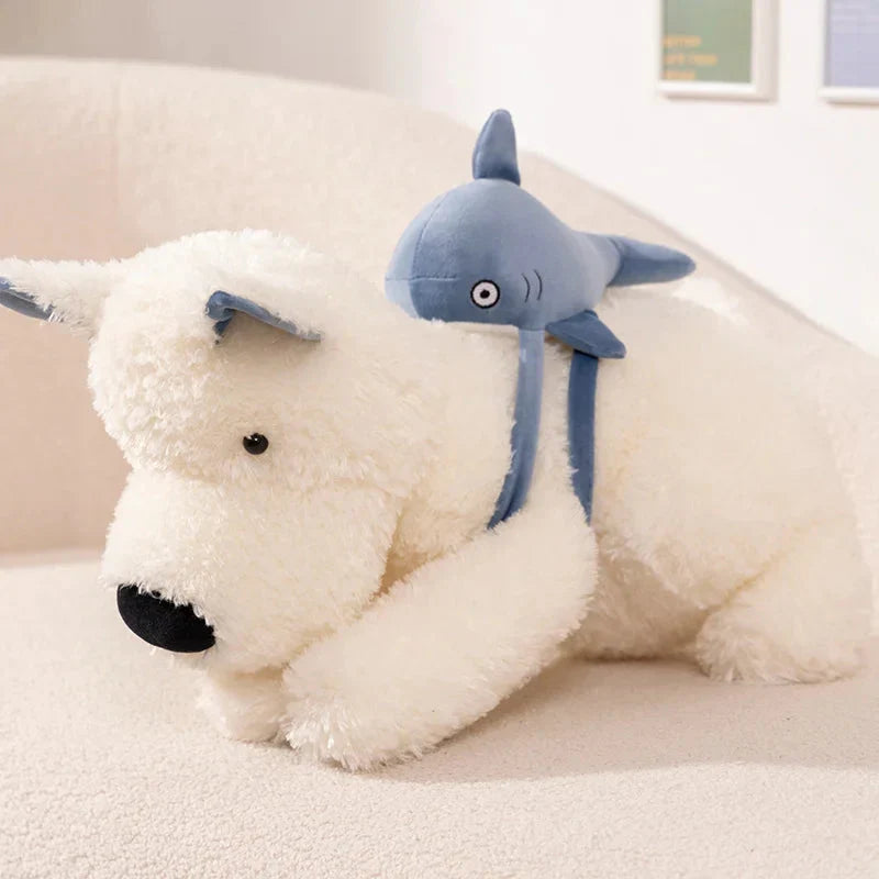 Adorable Schnauzer Plush Toy with Shark Bag Design