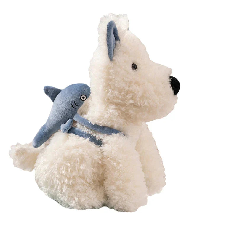 Adorable Schnauzer Plush Toy with Fun Shark Bag