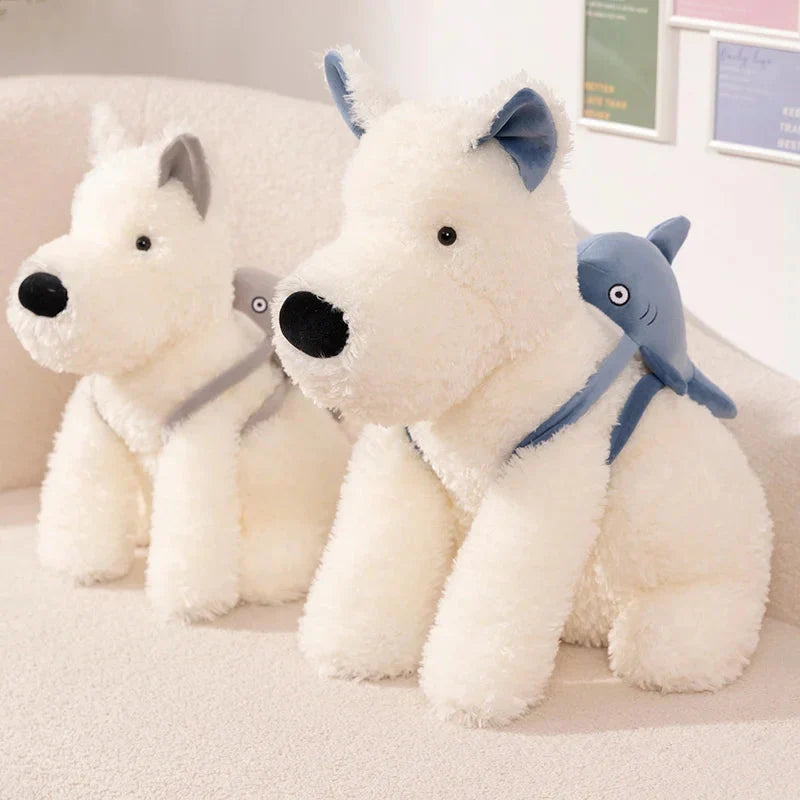 Adorable Schnauzer Plush Toy with Shark Bag Design