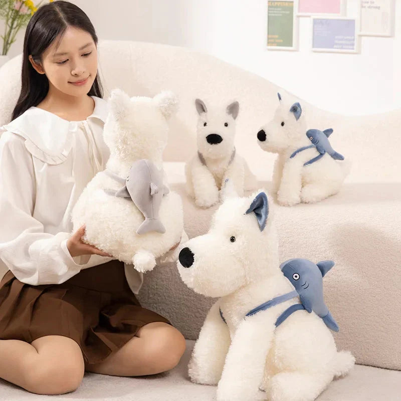 Adorable Schnauzer Plush Toy with Shark Bag Design