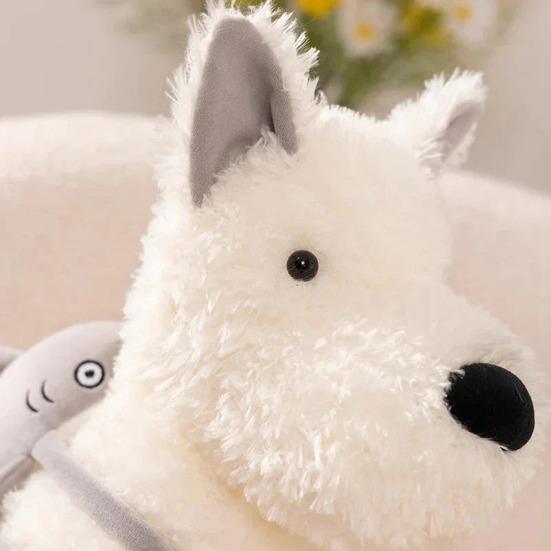 Adorable Schnauzer Plush Toy with Fun Shark Bag