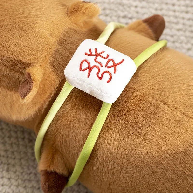 Adorable Sleepy Capybara Plushie with Mahjong Backpack