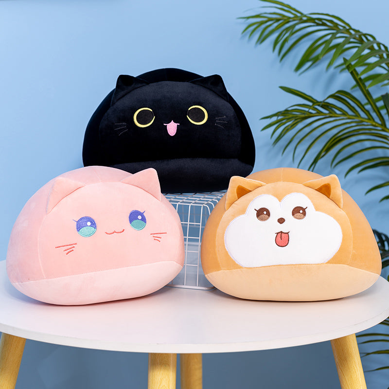 Adorable Soft Pebble Plushies: Diverse Collection of Cats and Dogs