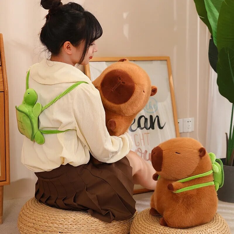 Charming Capybara and Turtle Plush Backpack Buddies