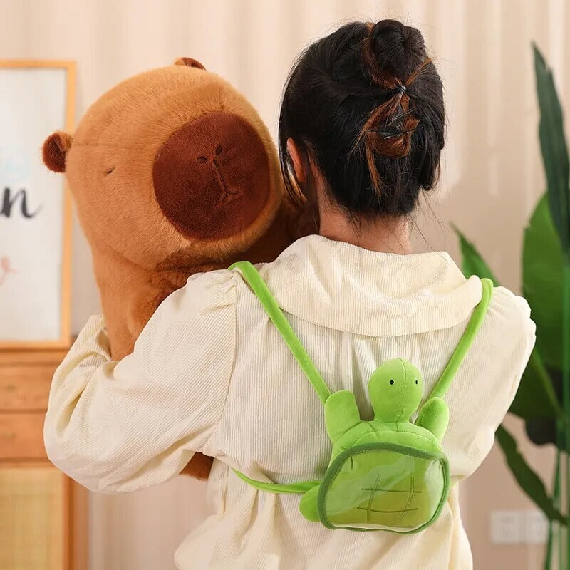 Charming Capybara and Turtle Plush Backpack Buddies