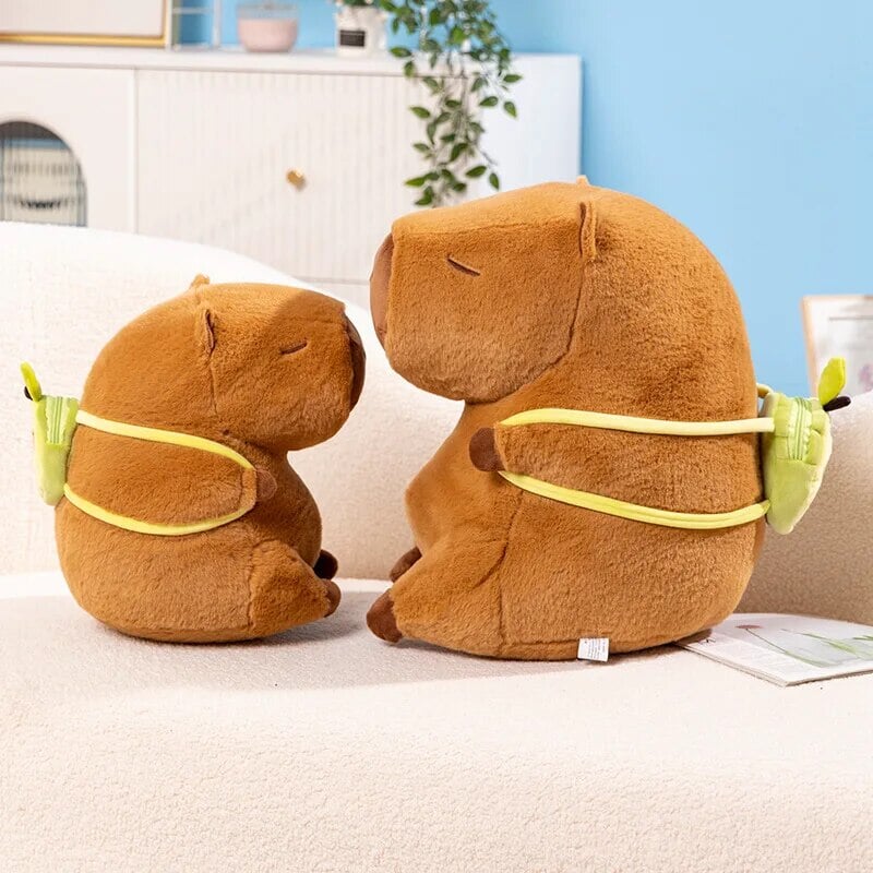 Adorable Kawaii Capybara Plushie with Mini Avocado Backpack