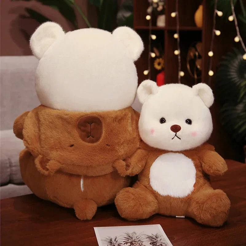 Adorable White Bear Capybara Plush Costume Toy