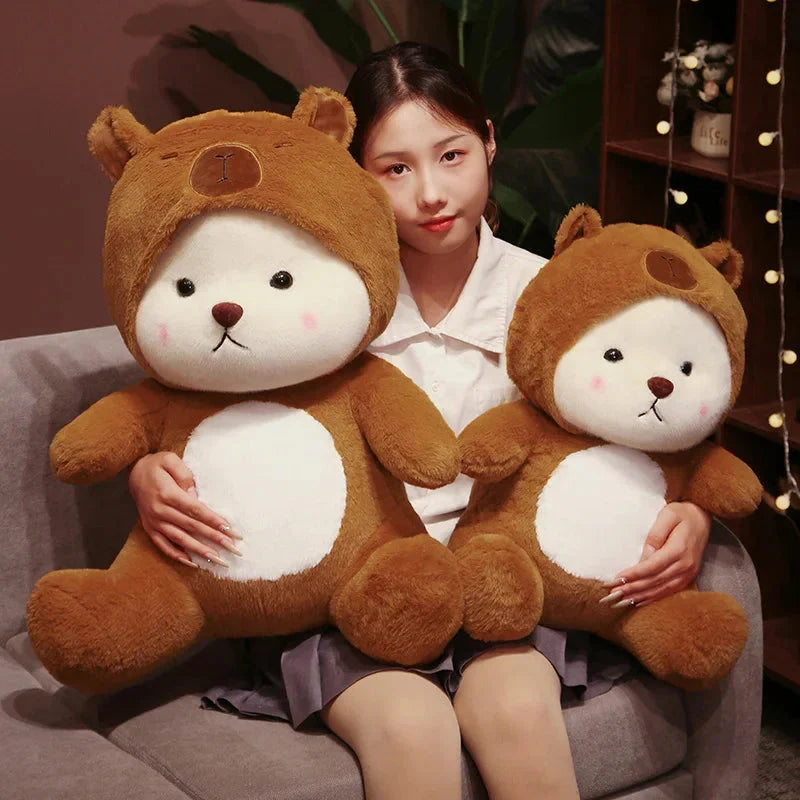 Adorable White Bear Capybara Plush Costume Toy