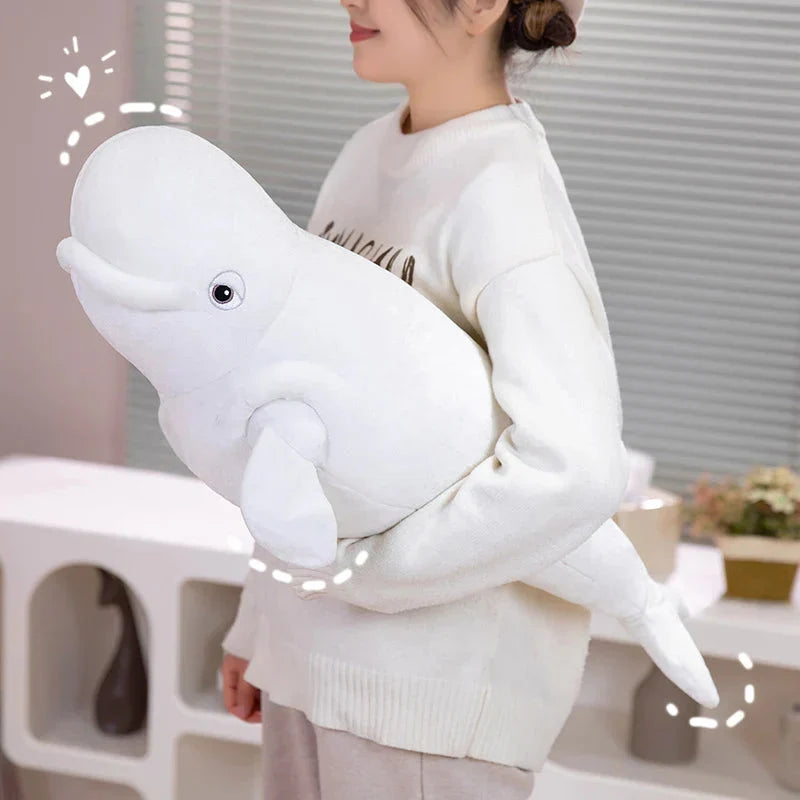 Adorable 75cm White Beluga & Blue Whale Shark Plush Toys
