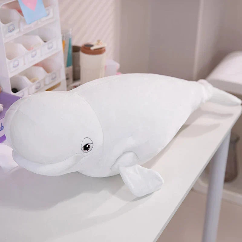 Adorable 75cm White Beluga Blue Whale Shark Plush Toy